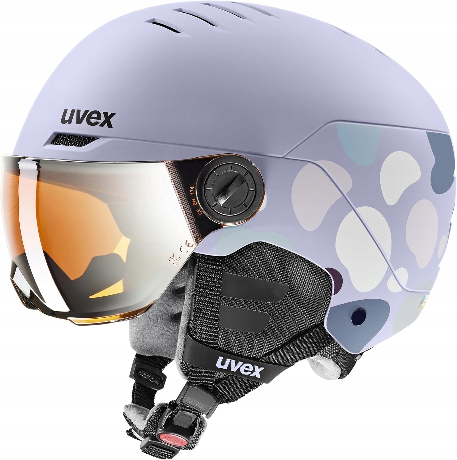 Dětská lyžařská přilba Uvex Rocket Jr Visor Lavender Abst Mat M 54-58 cm