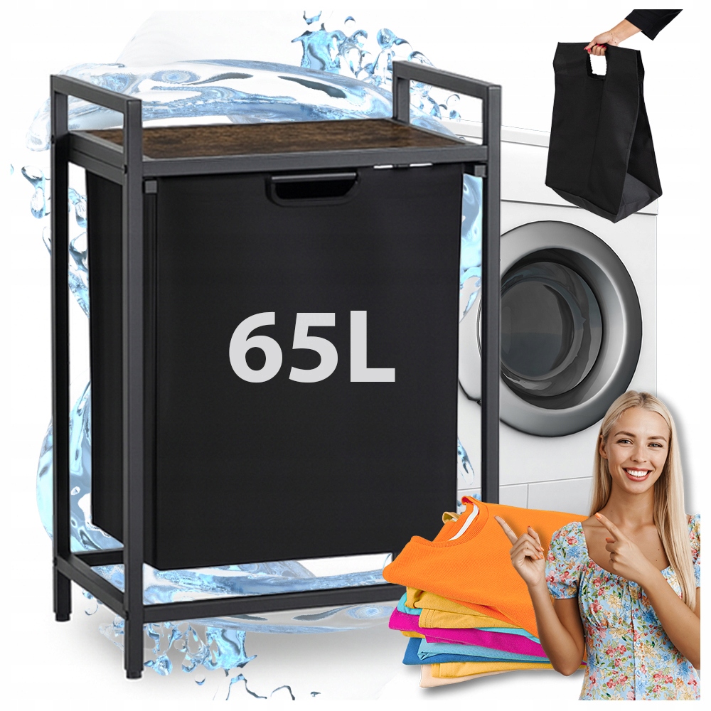 Úzký černý koš na prádlo Loft Police 65L Spodní prádlo Kai