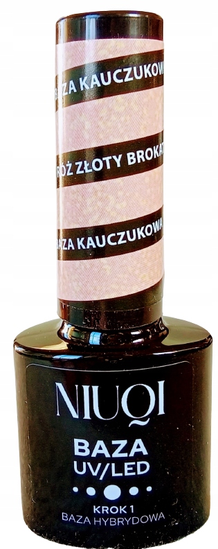 NIUQI UV/LED резиновая основа розовый злотый блеск 5 мл