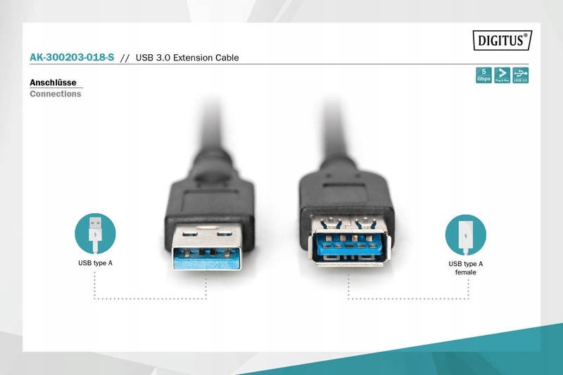 Kabel przedłużający USB 3.1 Gen.1 SuperSpeed Marka Digitus