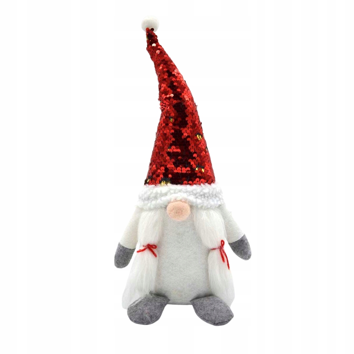 OZDOBA ŚWIĄTECZNA STOJĄCY SKRZAT GNOM DEKORACYJNY Z CEKINAM 35CM