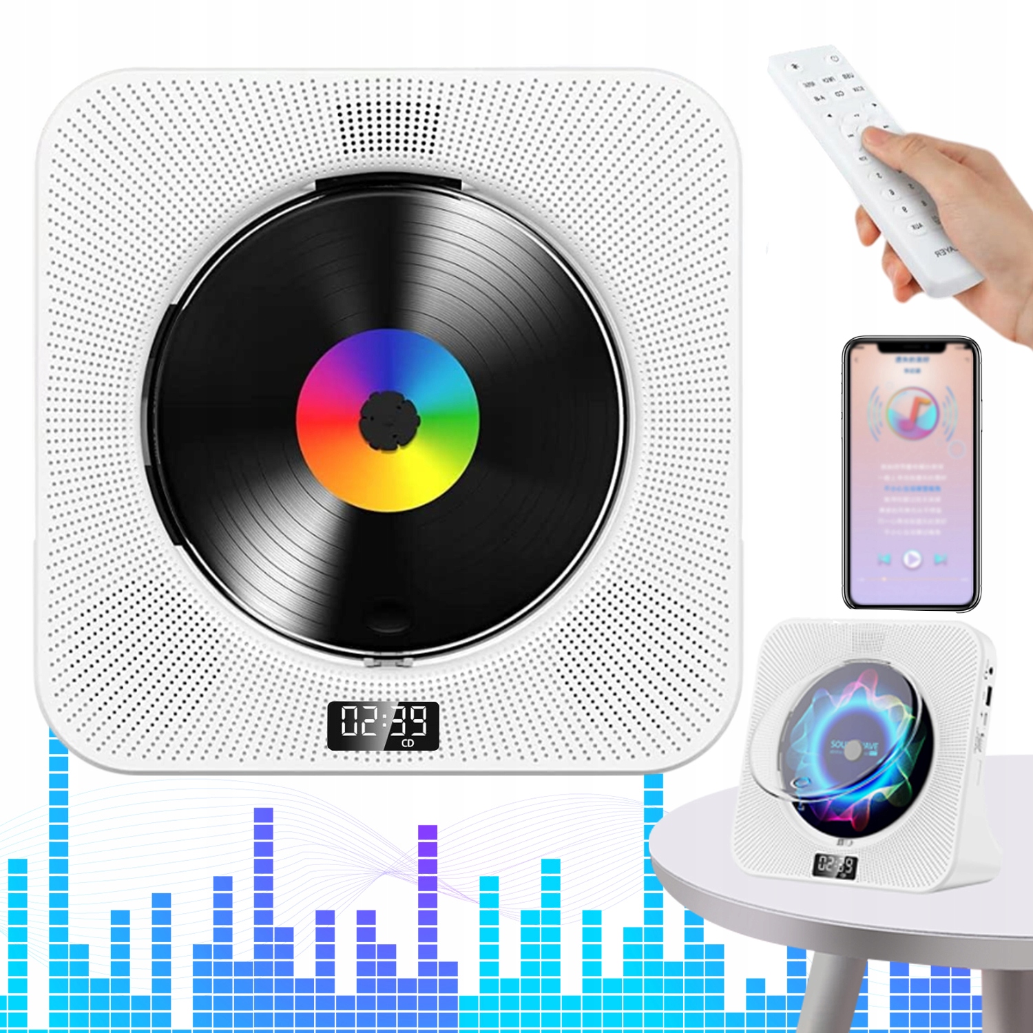 Přenosný Přehrávač CD Reproduktor Bluetooth Rádio CD Reproduktor Aux 5 Režimů