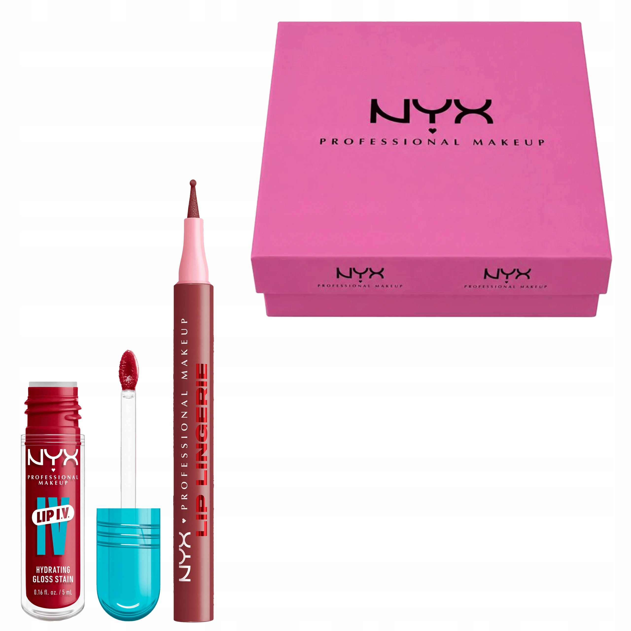 Zestaw Nyx Konturówka Lip Lingerie 10 Błyszczyk Lip IV 11 Red-Y Set Wet