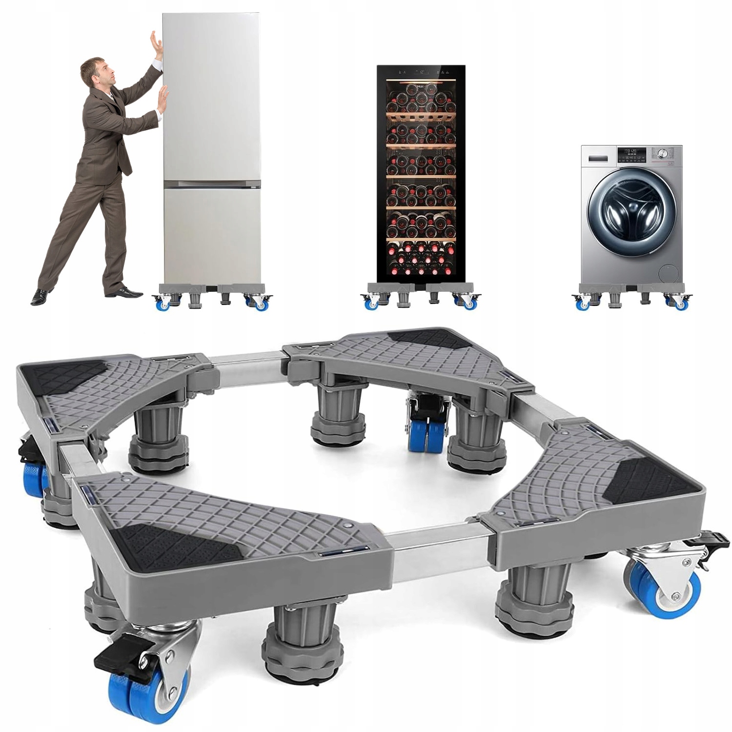 Podstawa Pod Pralkę Lodówkę Antywibracyjna Regulowana Kółka Z 4 Kółkami