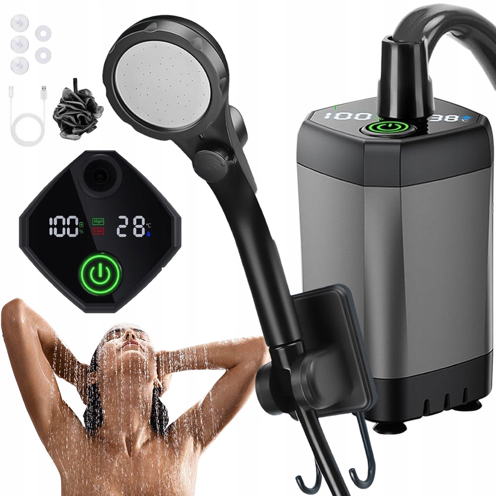 Prysznic Turystyczny Elektryczna Pompa Kempingowy Z Pompą I Wskaźnik Led