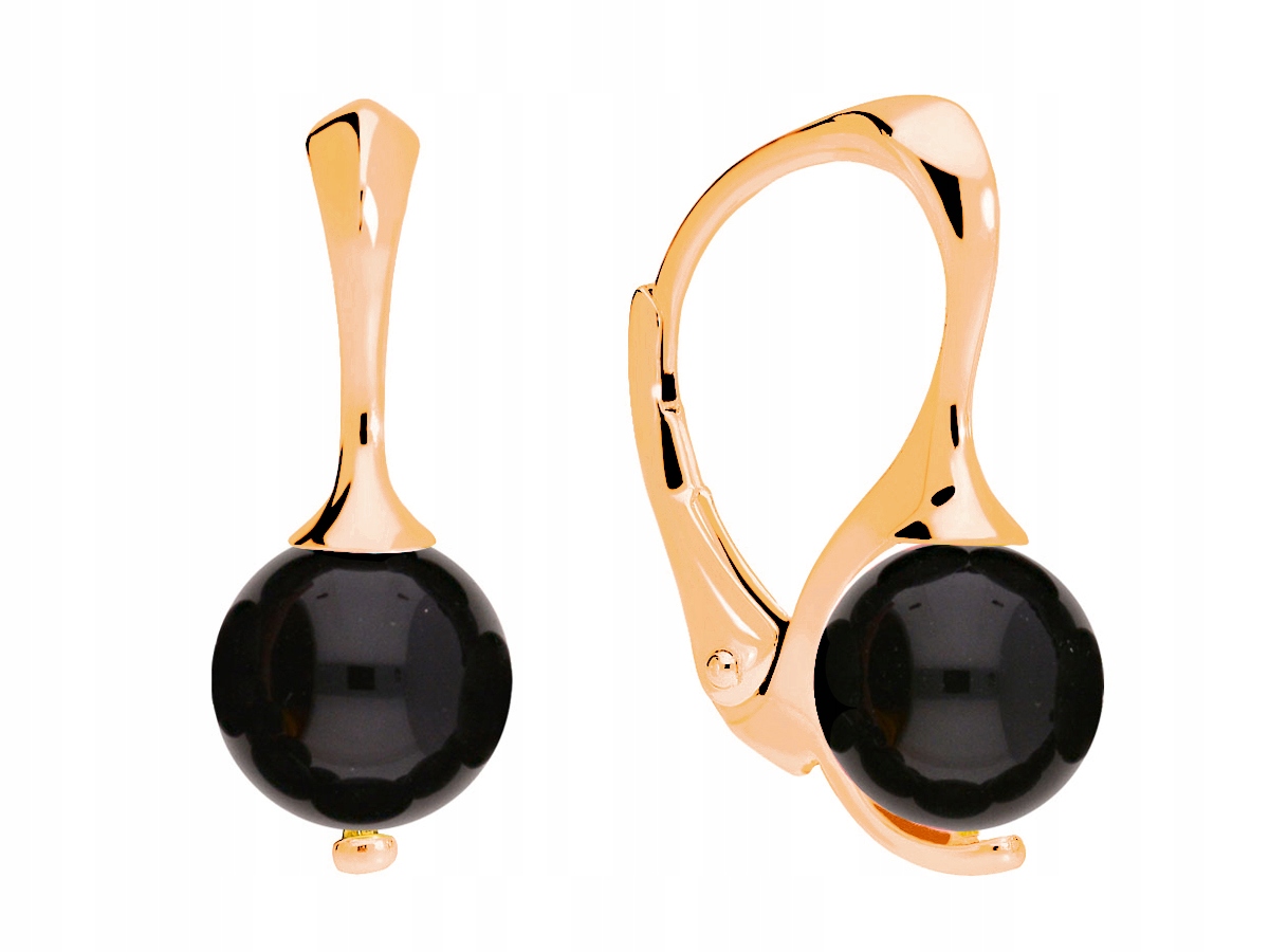 

Złote kolczyki czarne onyks naturalny złoto 333