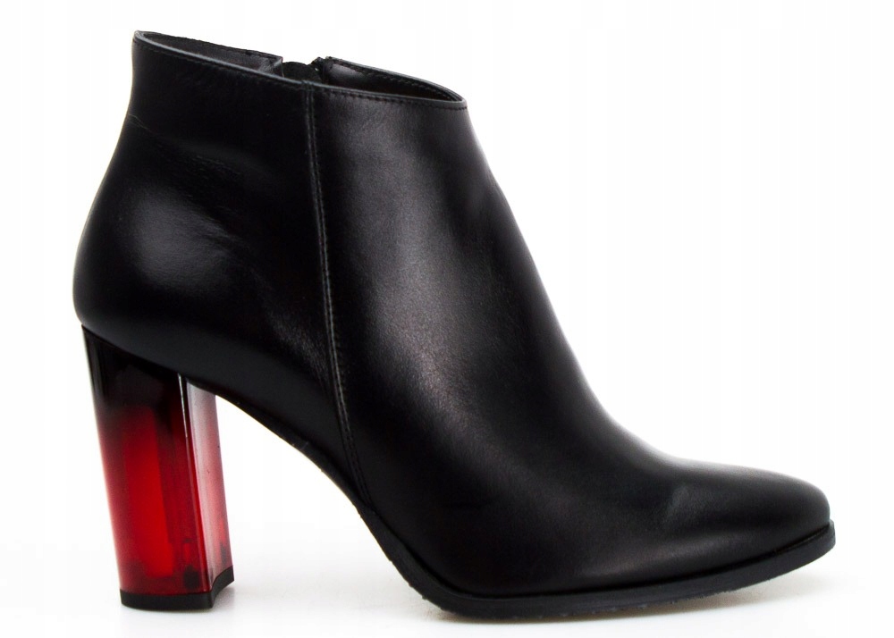 Černé Klasické Kotníkové Boty Ozdobný Sloupek Kůže 40