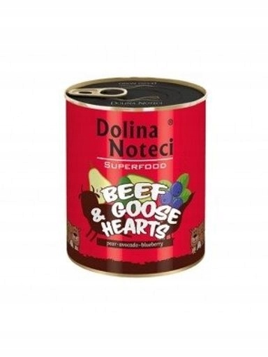 4x Dolina Noteci Superfood hovězí maso a husí srdce vlhké krmivo pro psy 800 g