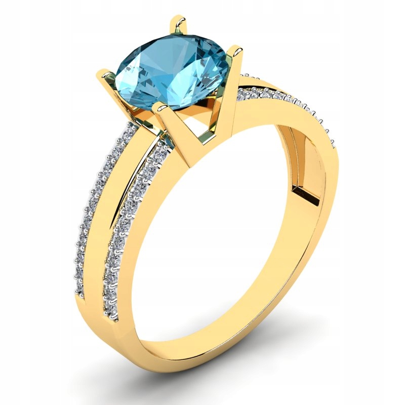 

Pierścionek Złoty Zaręczynowy Z Błękitną Cyrkonią