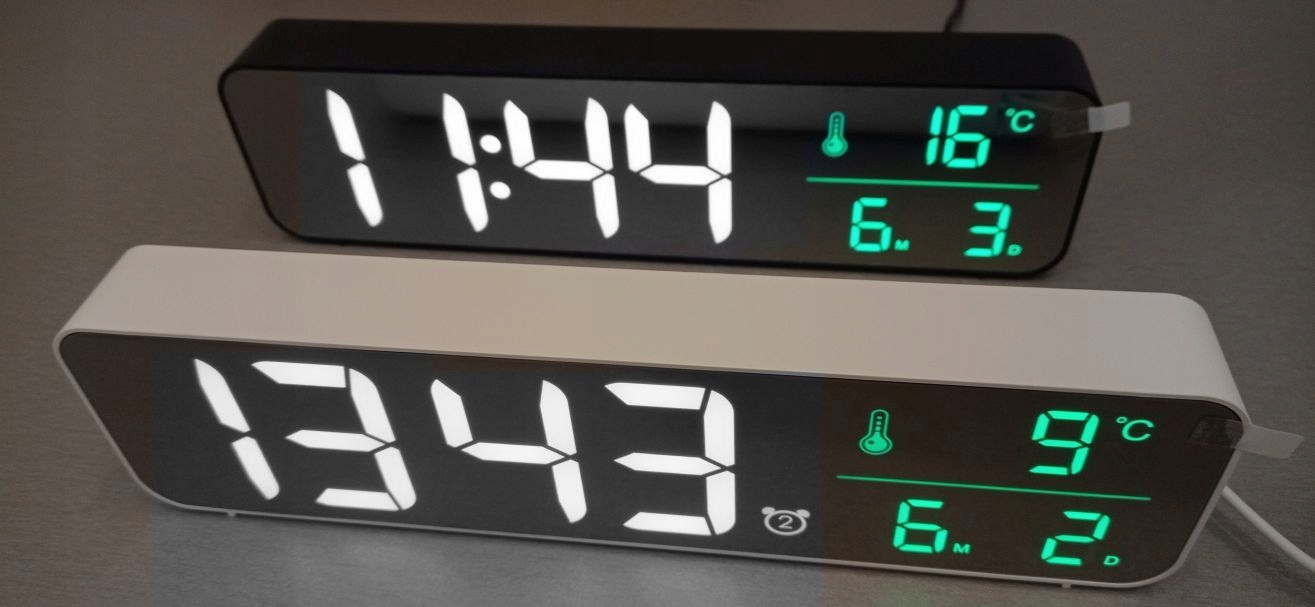 Zegar budzik ścienny, biurkowy LED duże cyfry Szerokość całkowita 26.5 cm