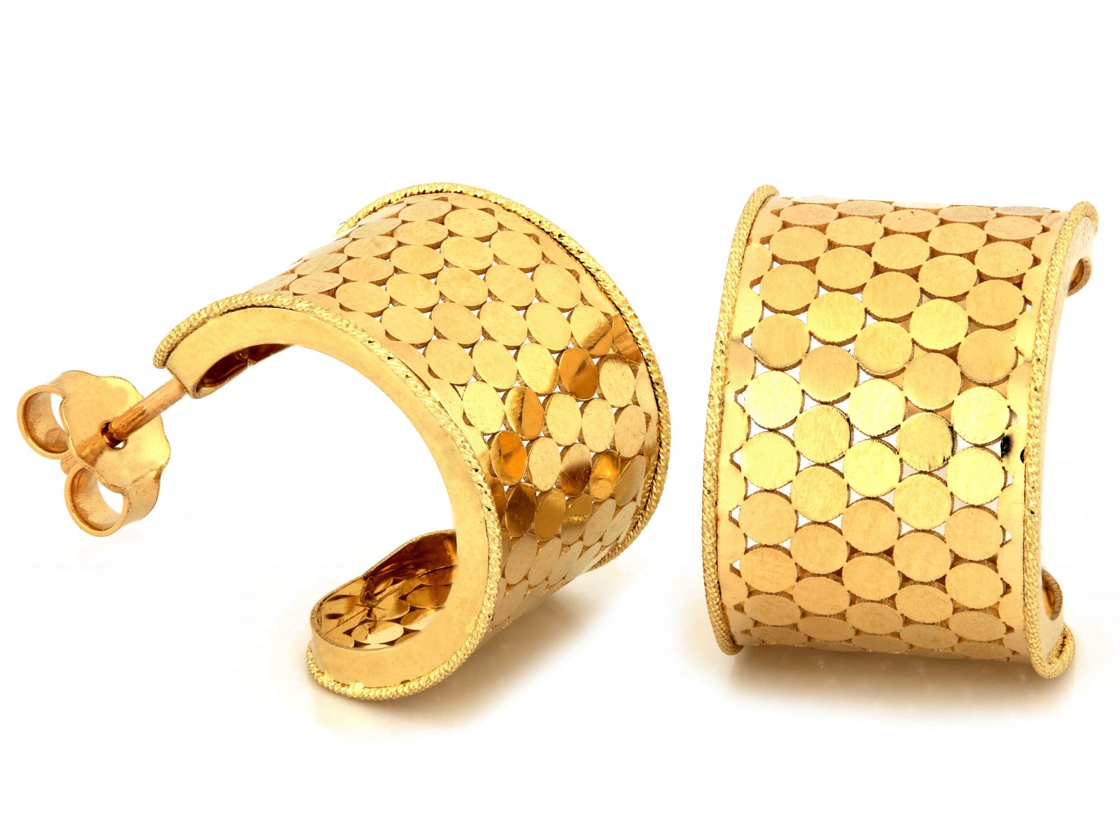 Náušnice ze zlata 585 na široký kolík pro maminku, elegantní design 14 kt