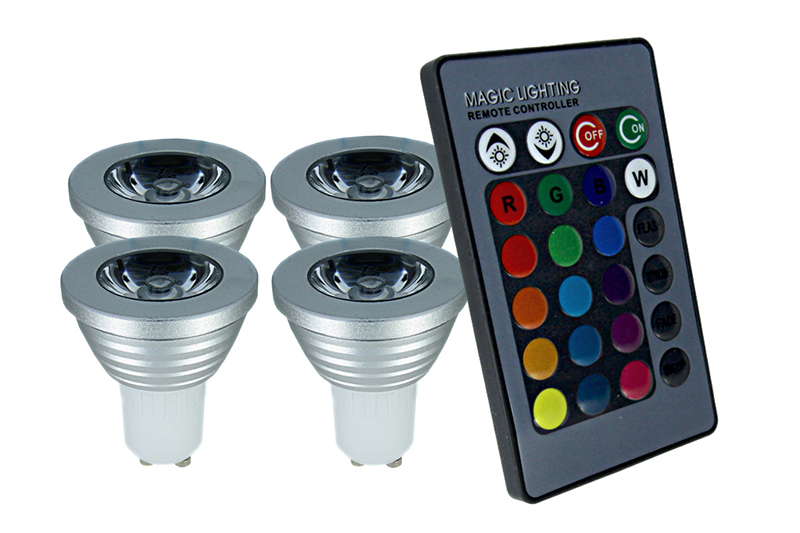 

4x Żarówki Led Rgb Kolorowe GU10 Z Pilotem Halogen