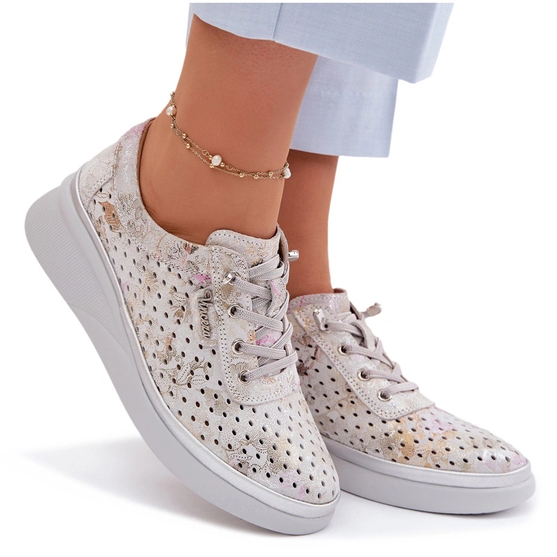 Półbuty Sneakersy Damskie Ażurowe Zamszowe Vinceza 79603 Szare 38