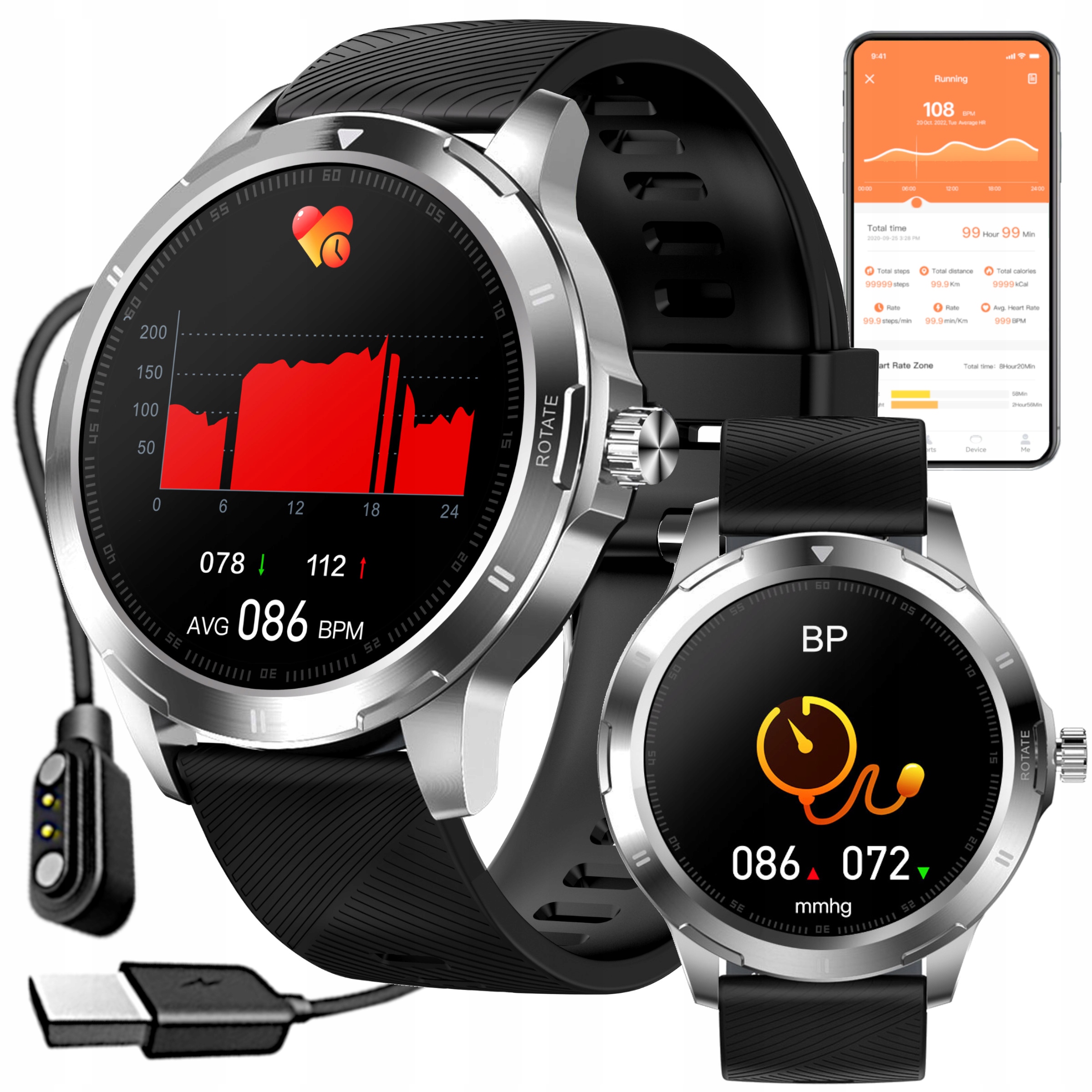 Pánské Chytré Hodinky Sportovní hodinky Steps Temperature Menu Pl GlacierX Therma