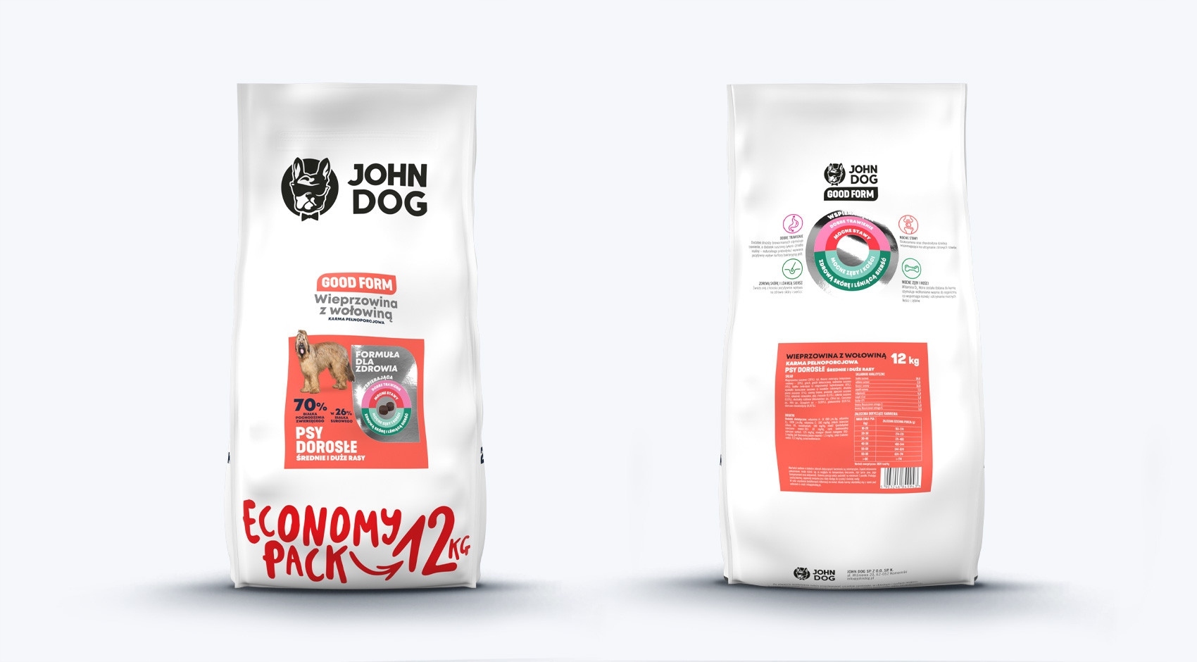 Levně John Dog Good Adult vepřové hovězí 12 kg