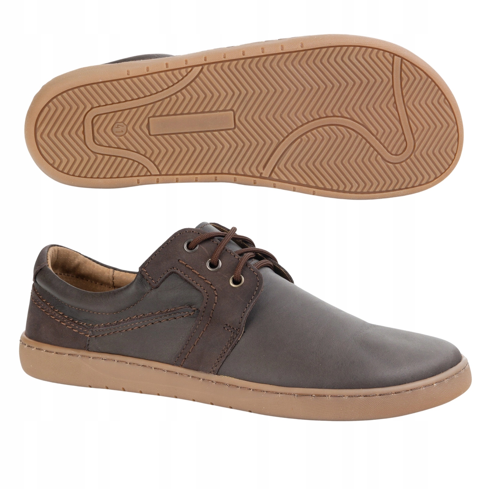 Barefoot Pánské minimalistické kožené šněrovací boty 115KZ hnědé 43