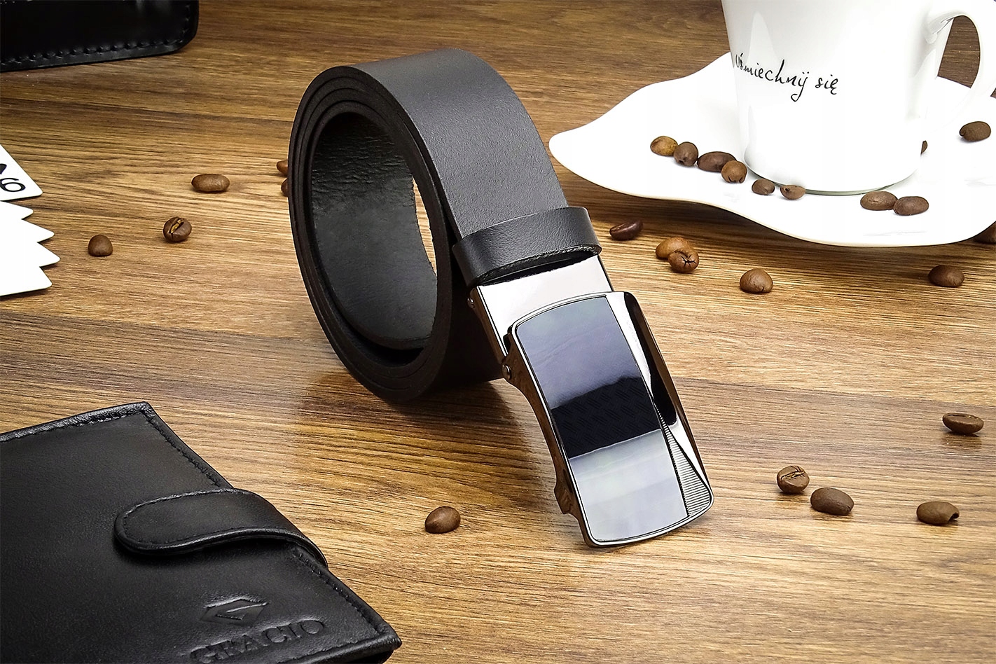 Męski Pasek SKÓRZANY Automat 100cm Klasyk KLAMRA Maks. szerokość 3.5 cm