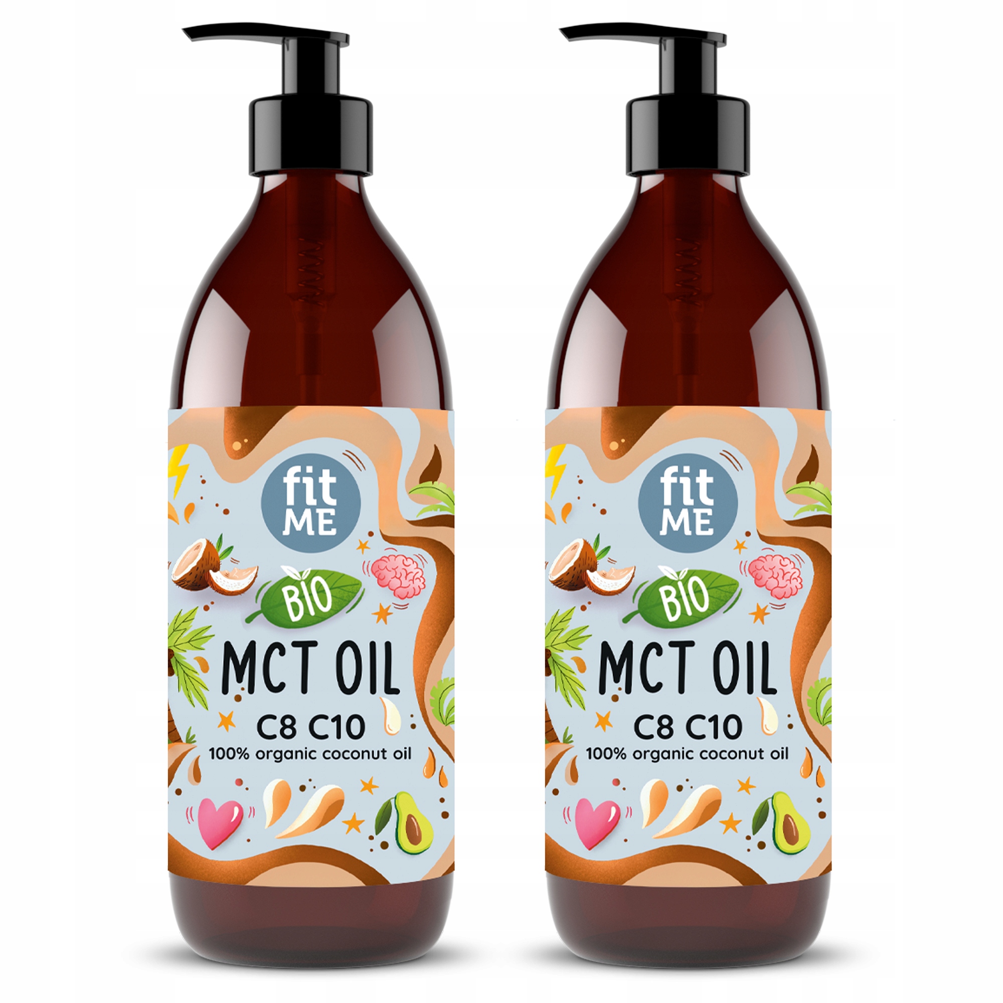 Levně Mct Bio kokosový olej 2x500 ml 100 % kokosový Coconut keto C8 C10 2 pumpičky