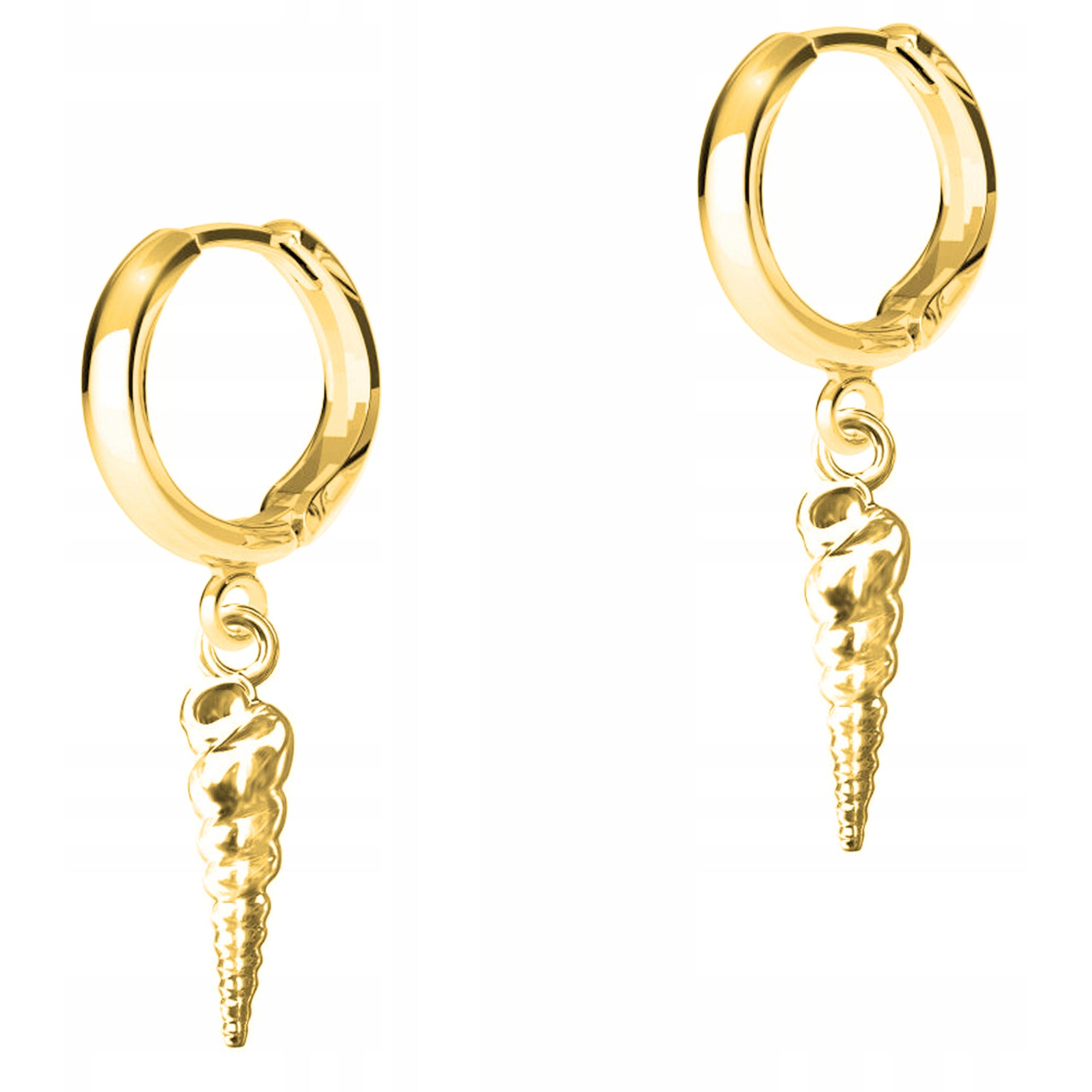 Zlaté Náušnice s mušlemi Mušle Moře Pláž Stříbro 925