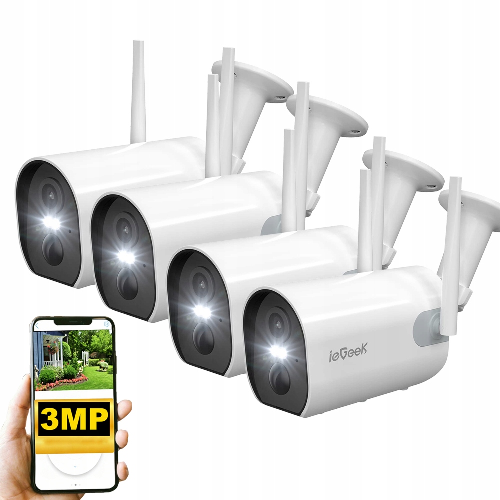 4 kusy 3Mpx kamera na baterie Bezdrátová Wifi s barevným nočním viděním