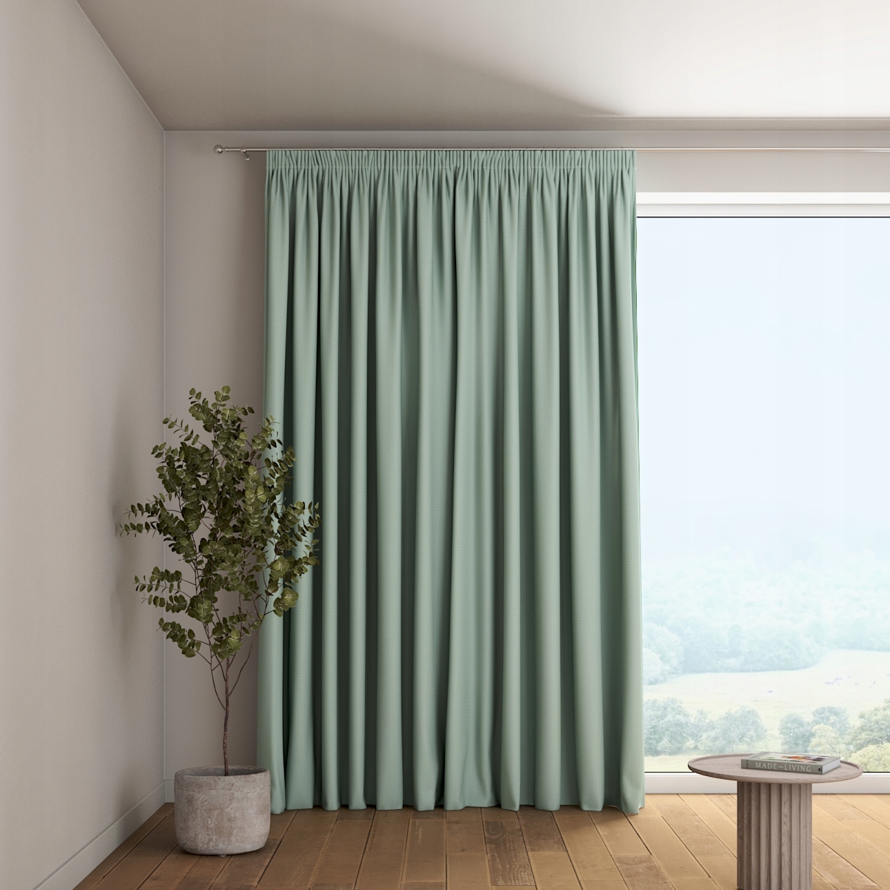 Záves na vlnitej páske 1 ks 140x260 cm zelený