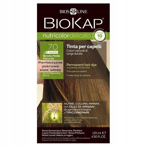 Biokap Nutricolor Delicato Rapid, barva na vlasy, 7.0 střední