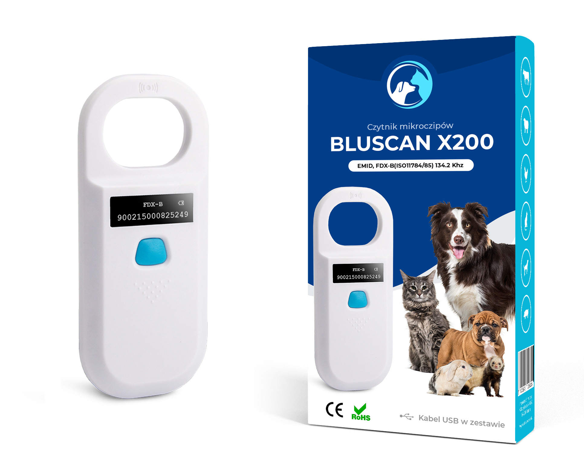 

Czytnik mikroczipów czipów chipów Bluscan X200