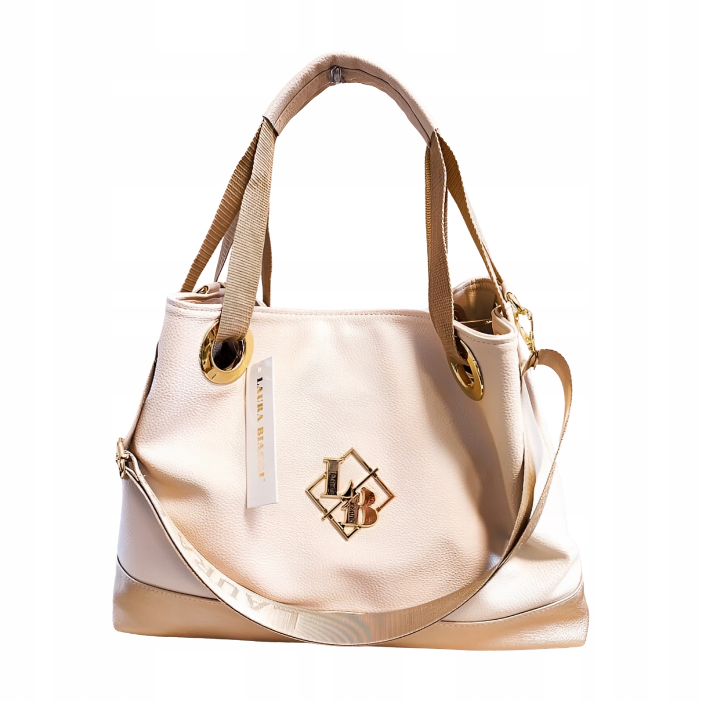 Laura Biaggi shopperka worek beżowa