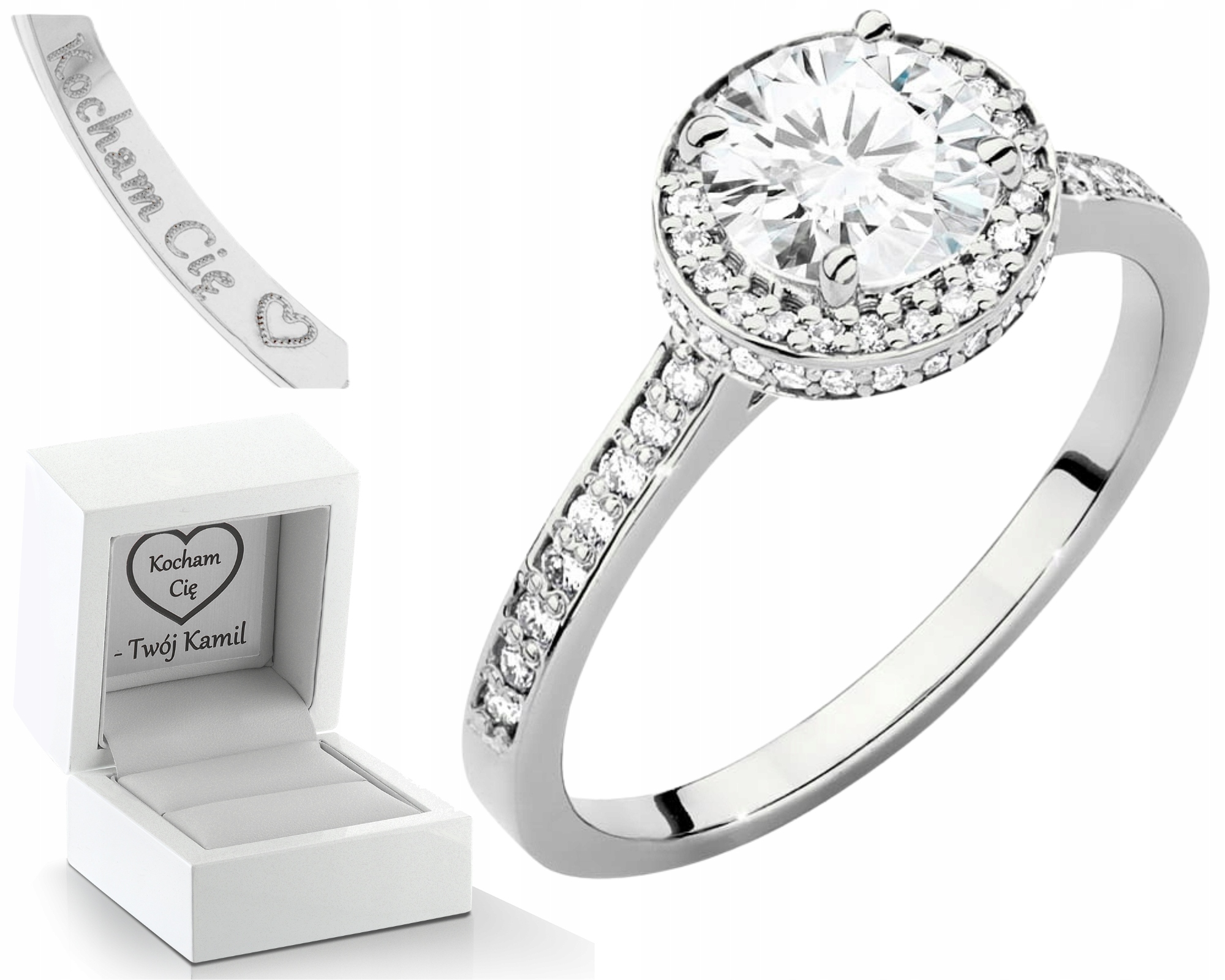 Bílé Zlato Prstýnek S Diamanty Lab Zlato 585 Dárek