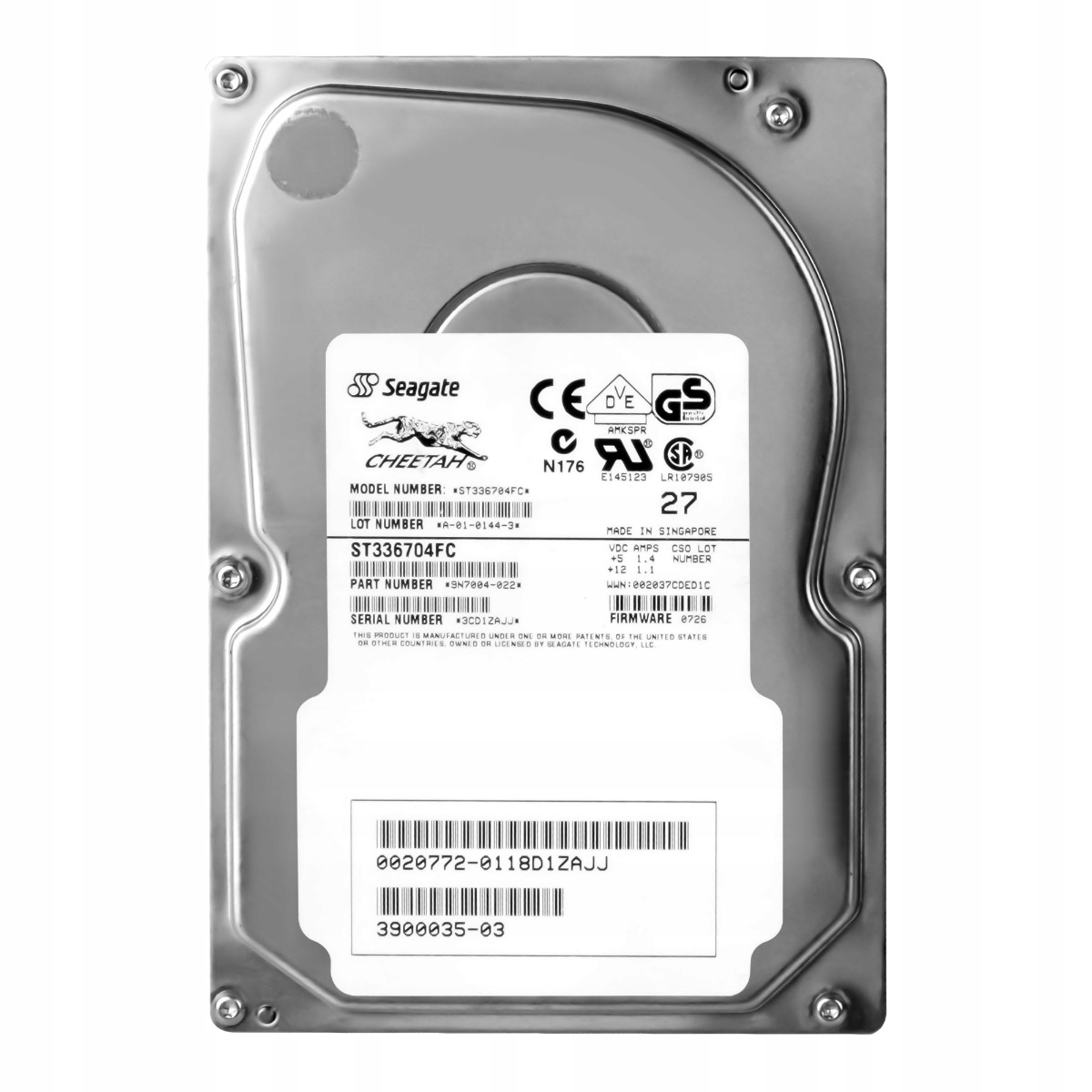Sun 3900035-03 36GB 10K 4MB Fc 3.5" ST336704FCV