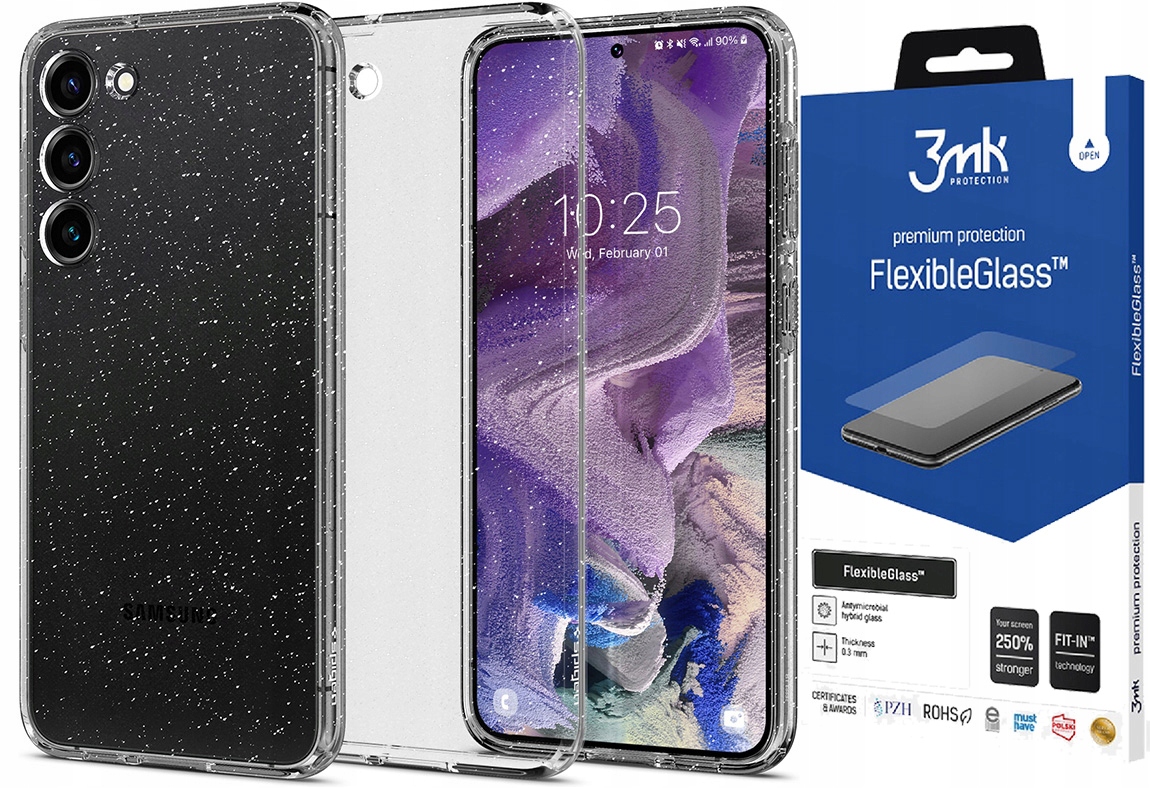 

Etui Spigen Brokatowe do Galaxy S23 5G i Szkło 3MK