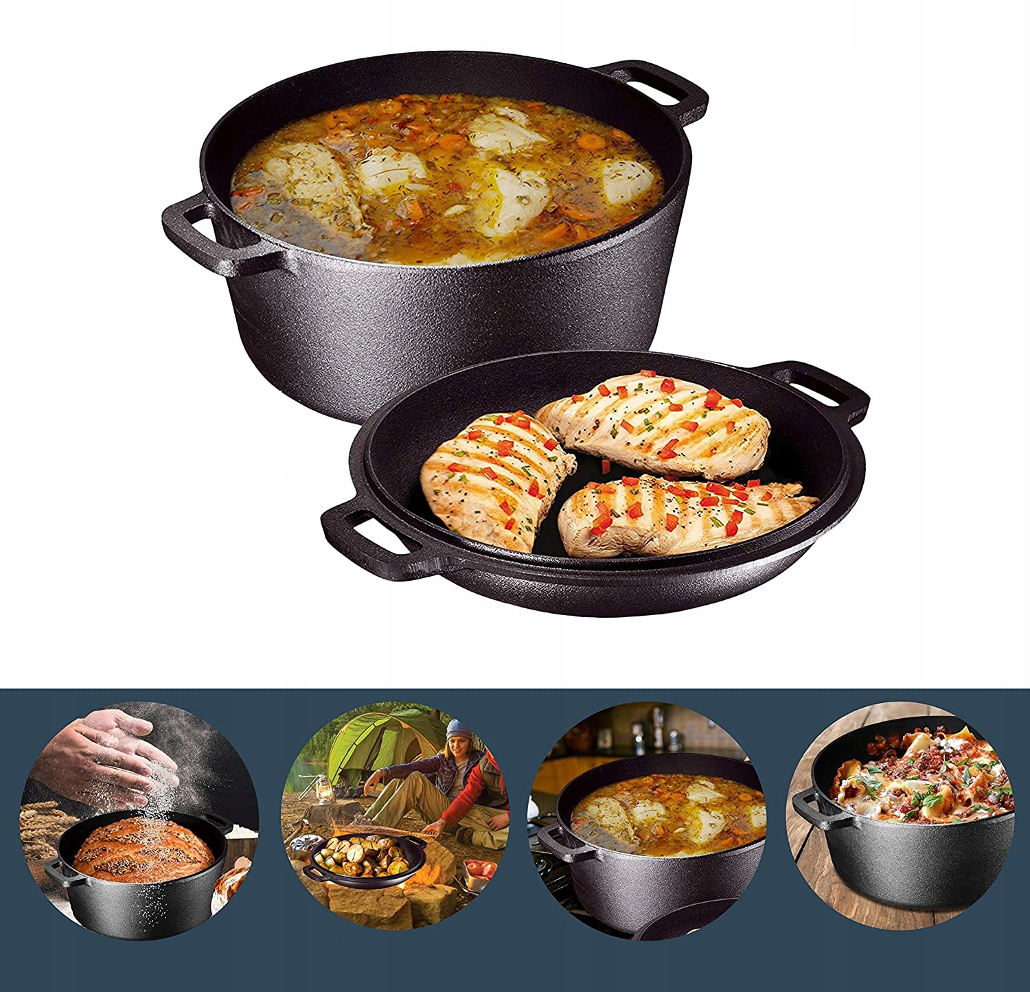 Kociolek do gotowania na ognisku patelnia kociolek mysliwski emaliowany 8l Producent Rossner