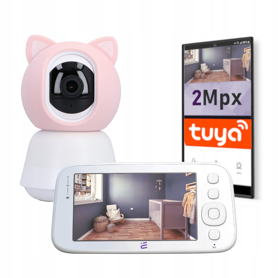 Elektronická chůvička Ip WiFi kamera Tuya Baby Guard s displejem Encore View