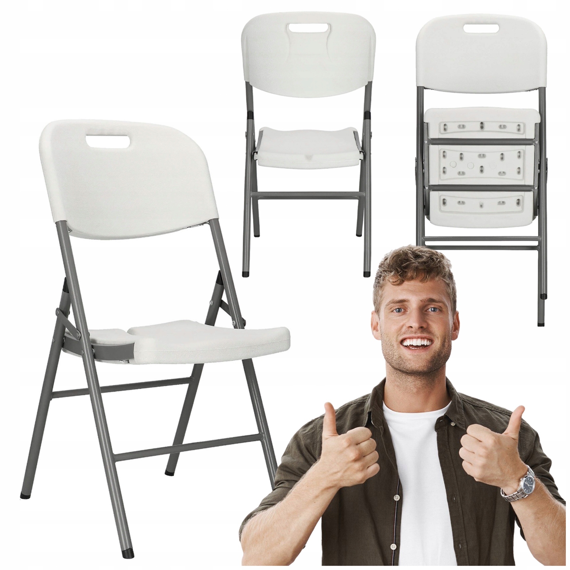 Zahradní Skládací Turistické Cateringové Křeslo Bílé Na Terasu
