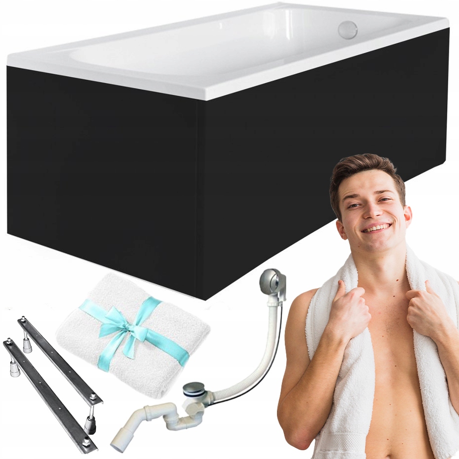 Besco Vana Continea 140x70 s černým krytem sifon