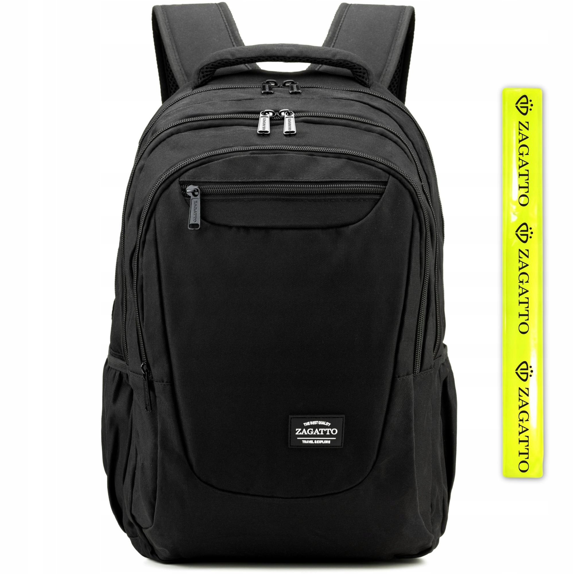 Sportowy duży plecak szkolny męski czarny miejsce na laptopa do 17” Zagatto