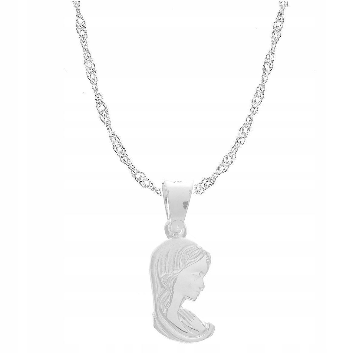 SREBRNY NASZYJNIK Z MEDALIKIEM I KOMUNIA ŚW GRAWER Materiał Srebro