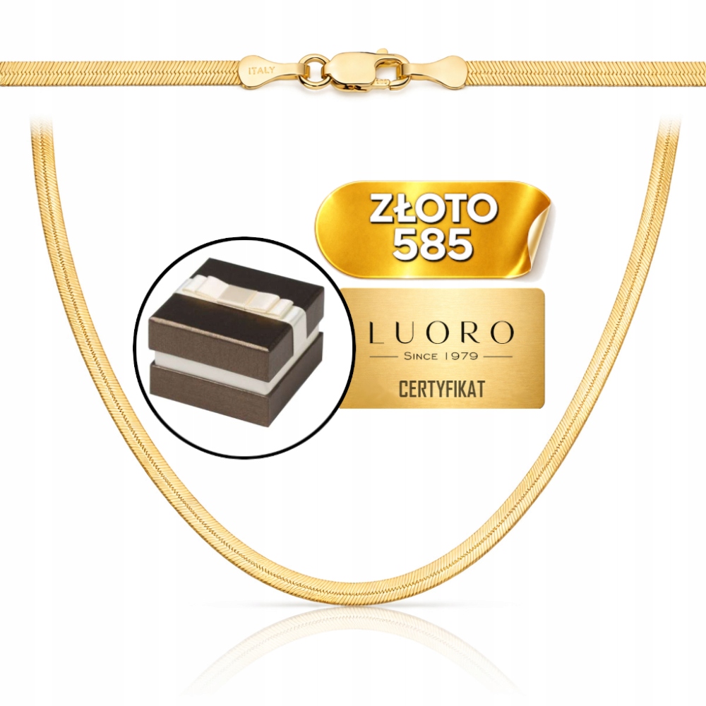 Řetízek Zlatý 585 14K Páska Flex 40 CM 2,5 MM Elegantní Dárek