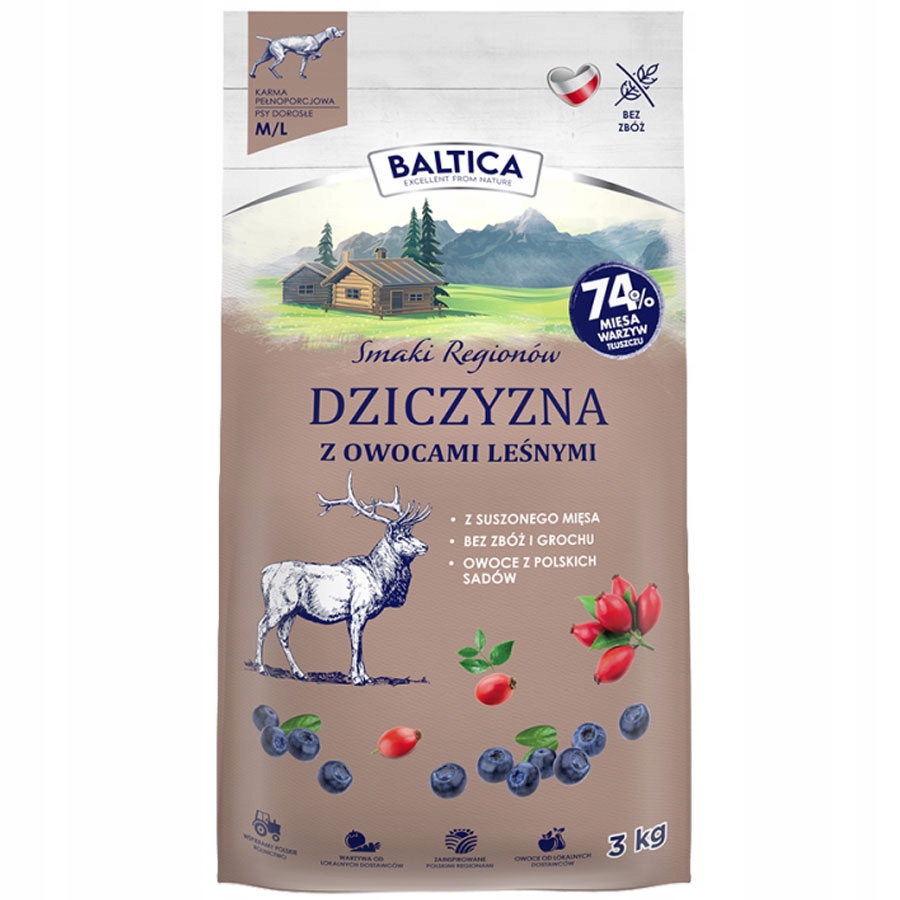 Levně Baltica Příchutě Regionů Zvěřina S Lesními Plody Pro Střední Plemena M/L 3 kg
