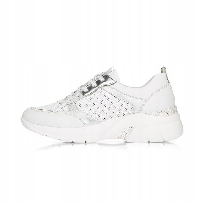 RIEKER - REMONTE Sneakersy białe skórzane D4100 Marka Rieker