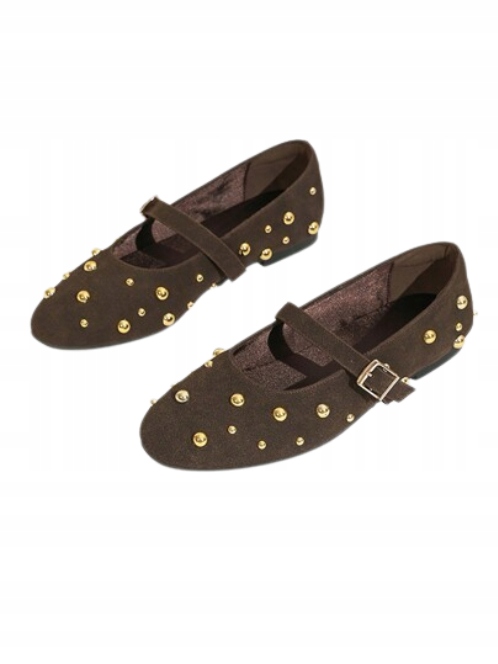 Shein Dámské Baleríny S Kamínky, Hnědé, Velikost 38