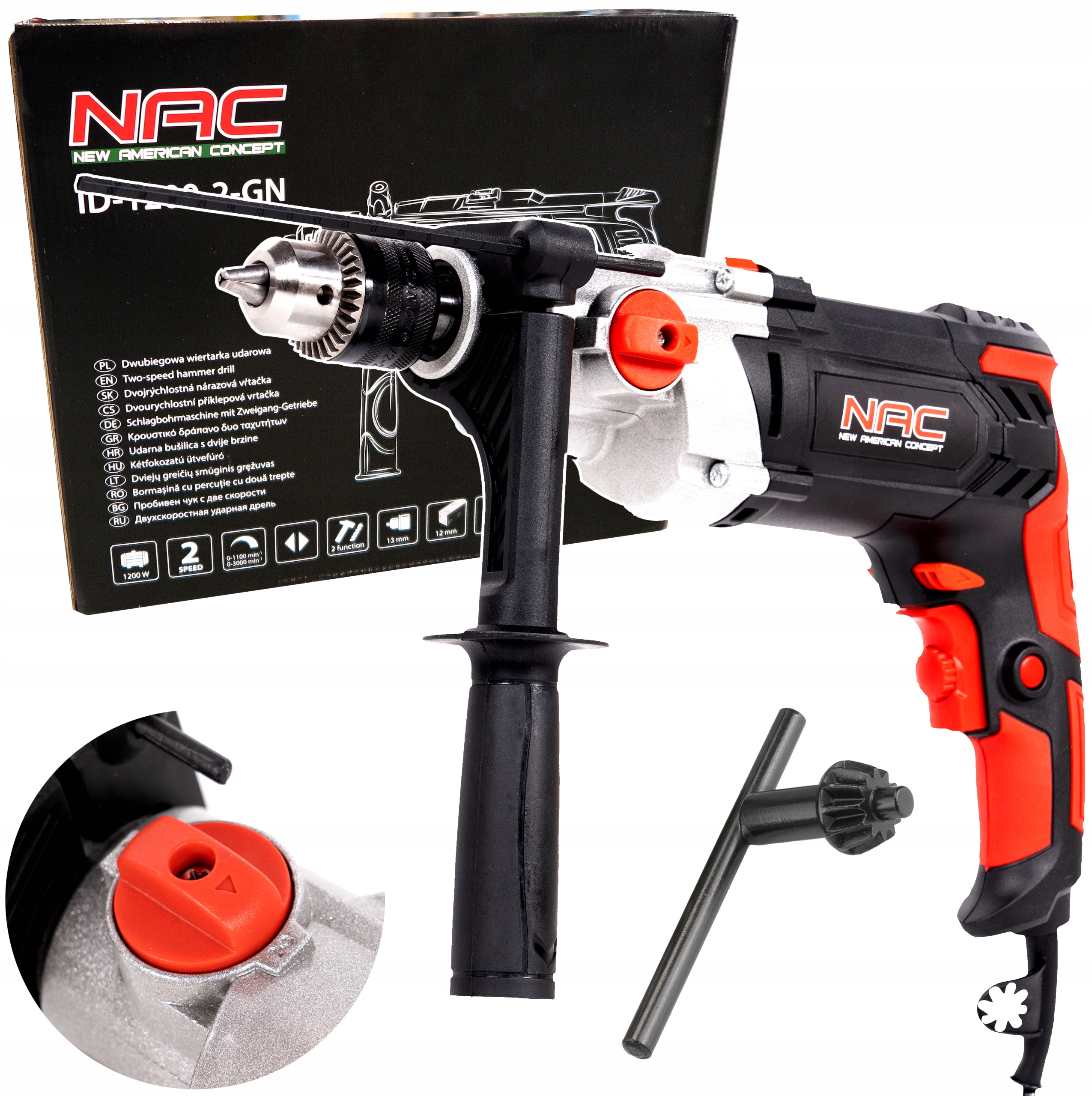 Wiertarka udarowa 2 biegowa Solidna Nac ID-1200-2-GN 1200W