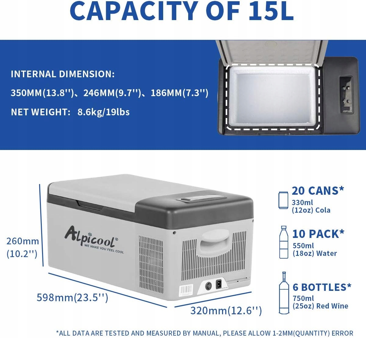 Lodówka z Zamrażarką Kompresorowa Turystyczna 15L, C15 Alpicool EAN (GTIN) 5021135339044