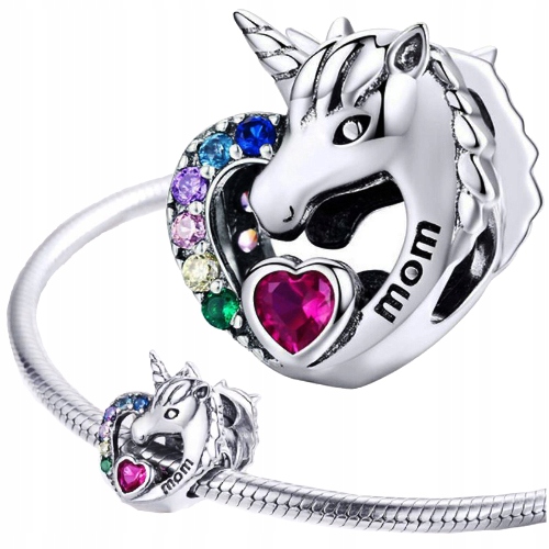 

Charms Jednorożec Mama serce srebro 925 koralik