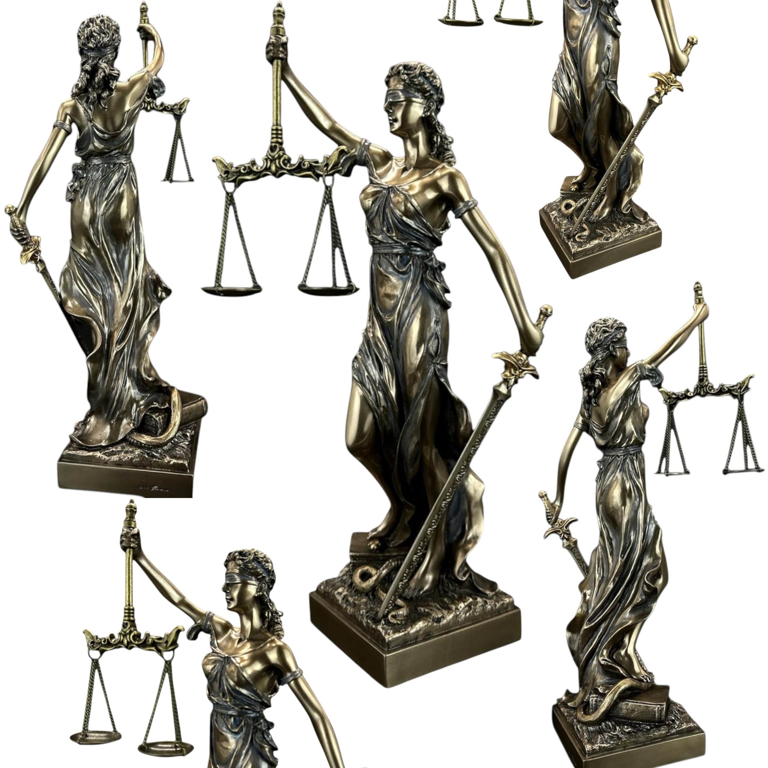 Themis s váhou a mečem 31 cm bronzová socha Dárek pro právníka TEM-01