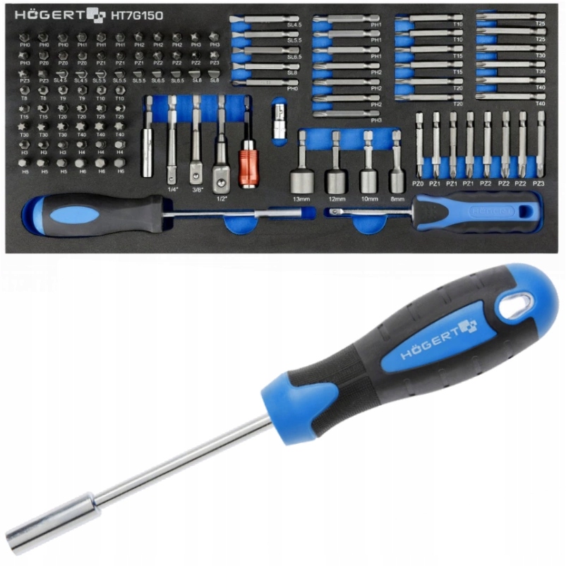 HOEGERT Zestaw Końcówek Wkrętakowych Bity Wkrętaki
