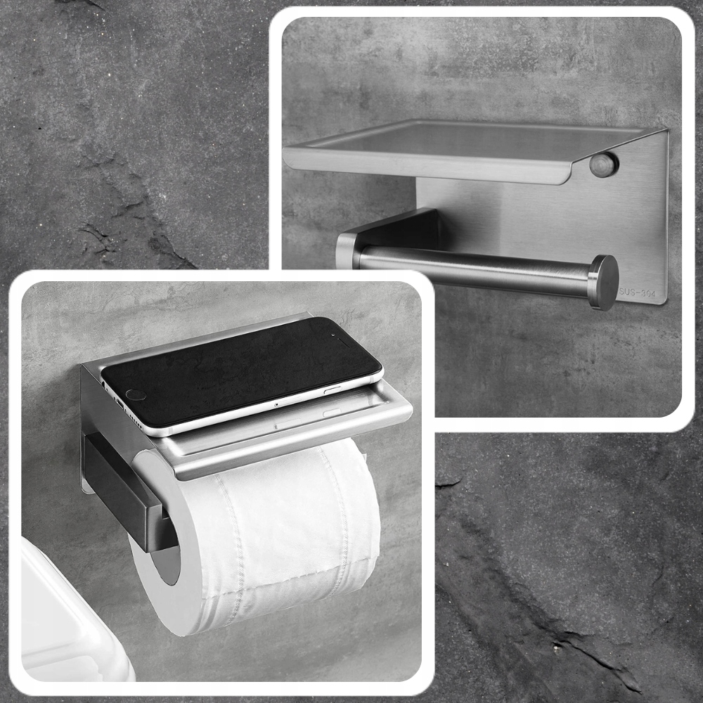 UCHWYT NA PAPIER TOALETOWY Z PÓŁKĄ CHROM LOFT WC Materiał wykonania metal