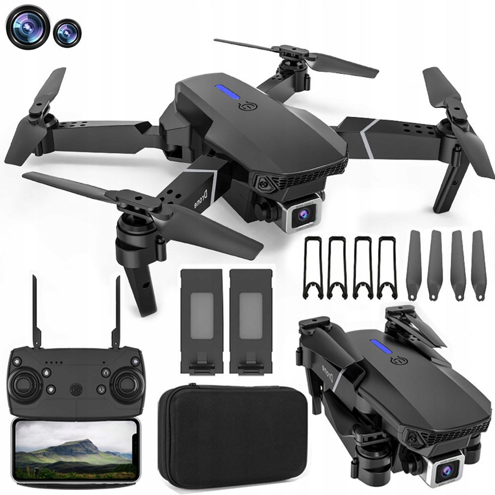 Drone Dvojitá Kamera 4K Sledování Letu Sada Nová