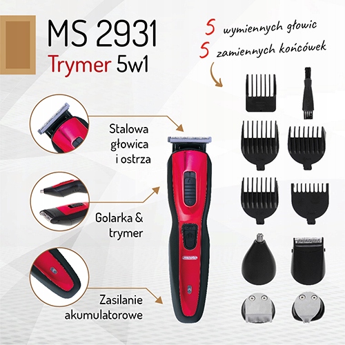 Trymer 5w1 MS 2931 - Strzyżarka, Golarka, Trymer 48W Akumulator