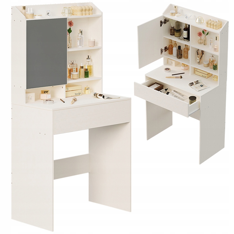 NOWOCZESNA TOALETKA KOSMETYCZNA Z OTWIERANYM LUSTREM LOFT SZUFLADA GLAMOUR